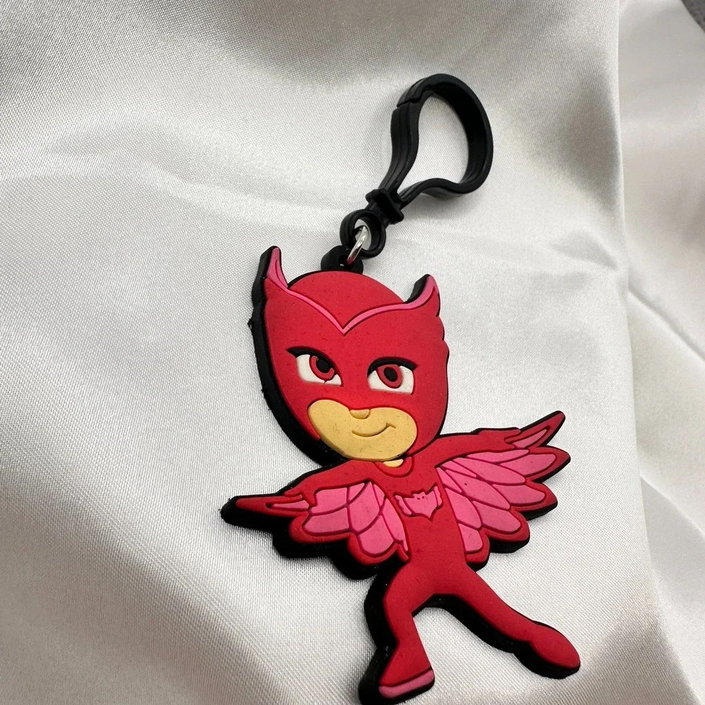 Vintage 80s Rubber Keychain Red Superhero Bag Charm Backpack Clip Licens Jewelry